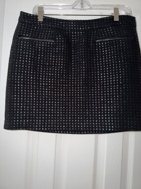 GAP Black Textured Mini Skirt with Subtle Grid